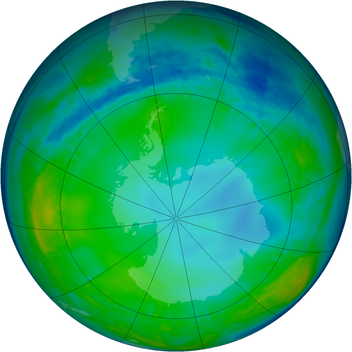 Antarctic ozone map for 13 June 2004